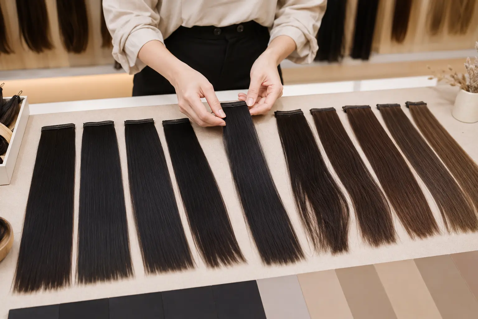 Salon texture selection matrix for bone straight vs natural straight vietnamese hair