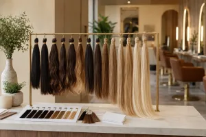 Organized salon hair length rack for best hair extension lengths for salon inventory