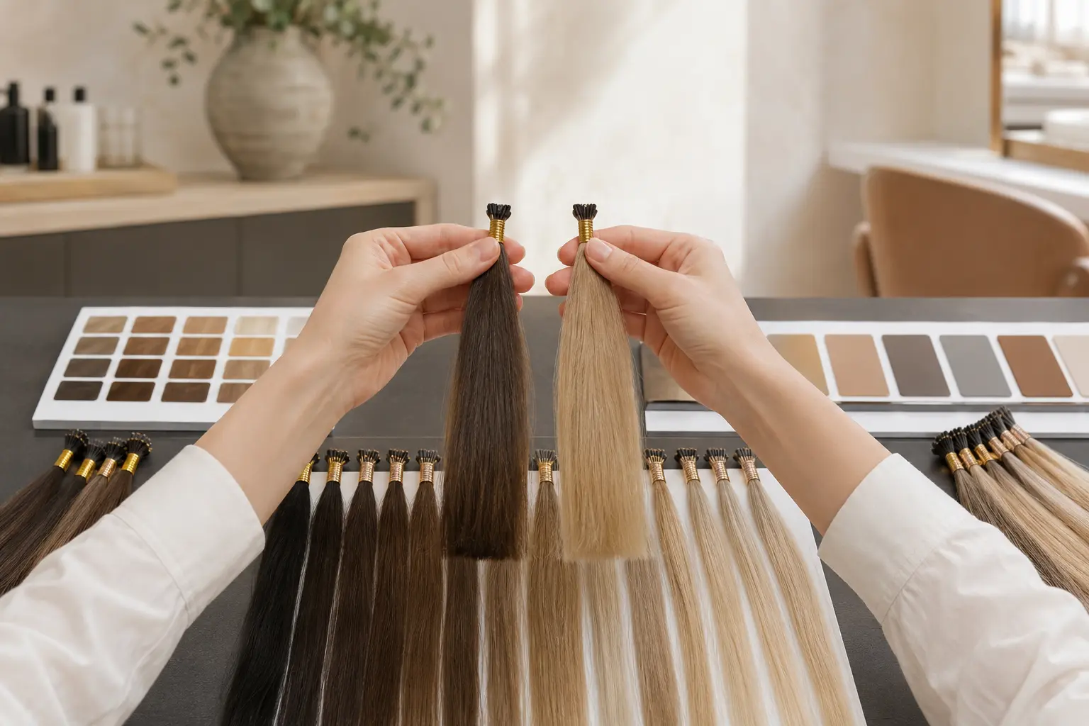 Depth and undertone comparison for human hair color chart for salons: #1b to #613