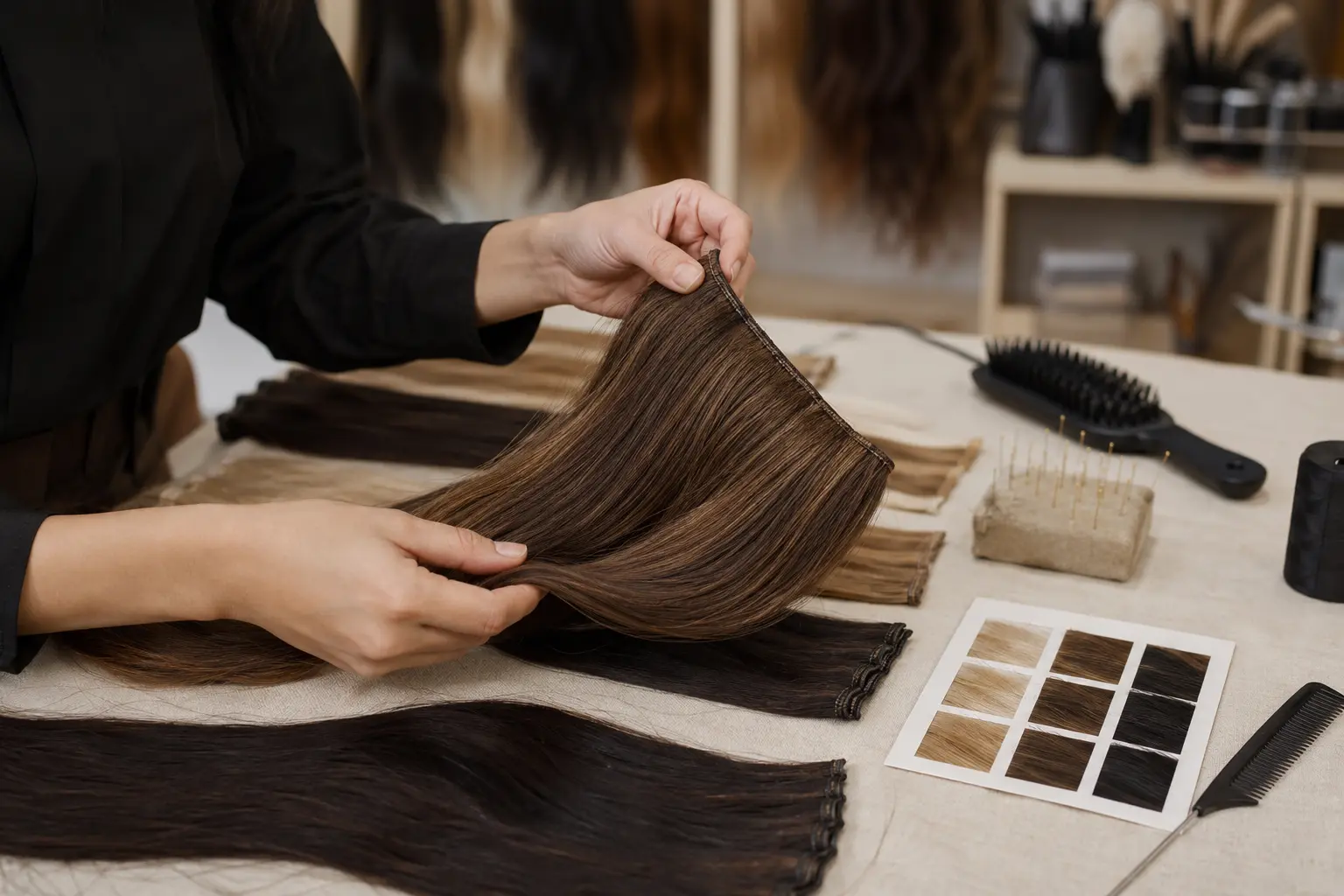Stitch and return-hair inspection for weft hair quality checklist for wholesale buyers
